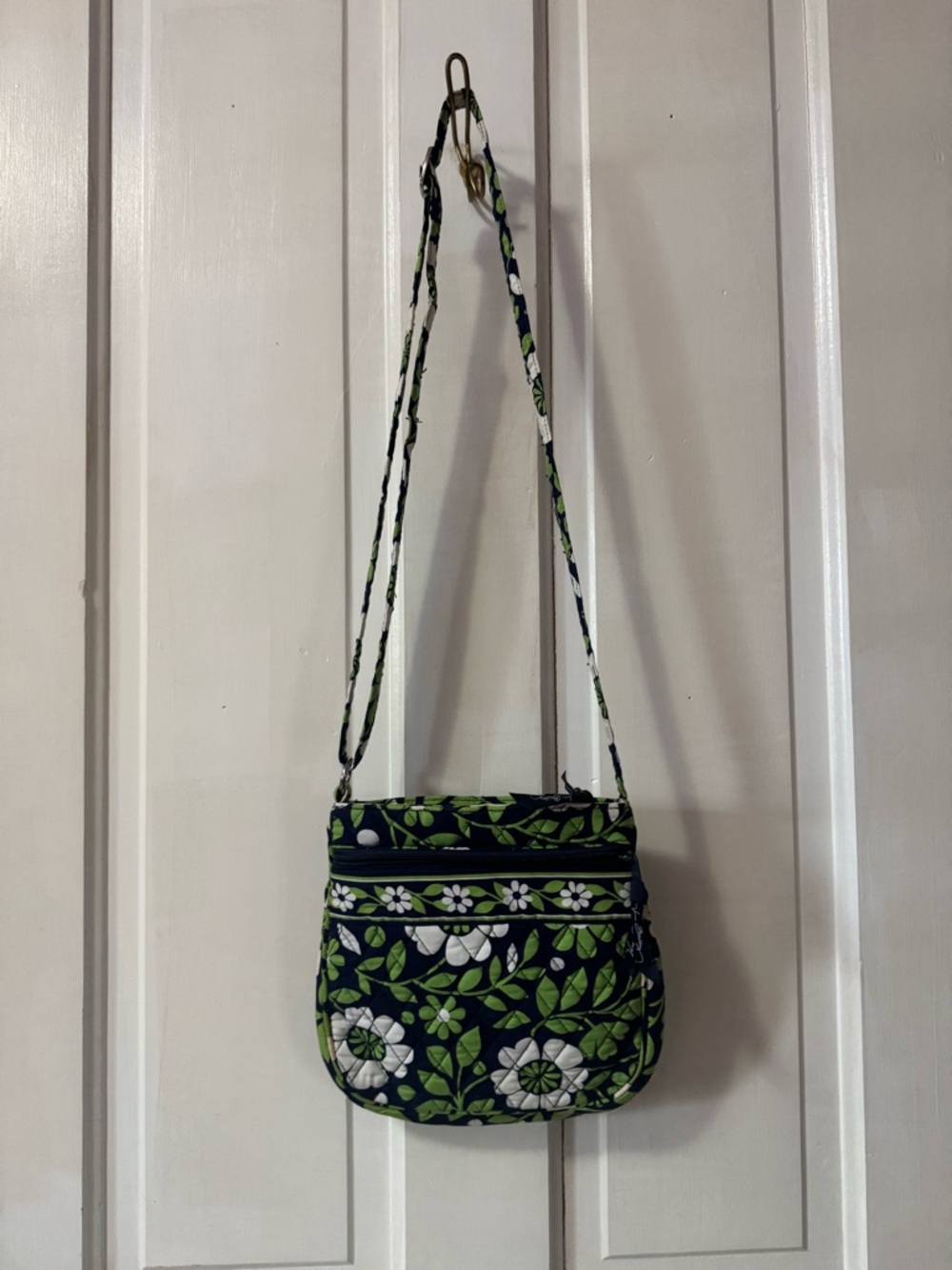 Vera Bradley Navy Crossbody with Green and White Floral Print